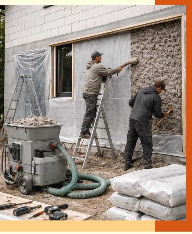 Утепление дома из газобетона эковатой в Волжском от 4559 руб./м2 | ТепломастерВлж